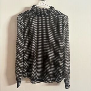 Ann Taylor Black and White Gingham Blouse